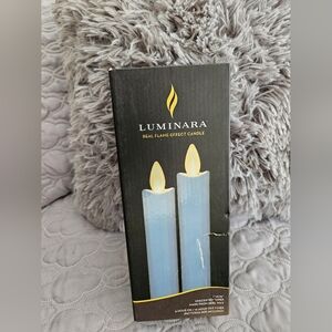 Luminara Blue Real Flame-Effect Candle Sticks